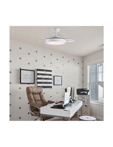 Ventilateur de Plafond LED à pales repliables MOSS Mini Blanc 46W 5520Lm CCT Dim