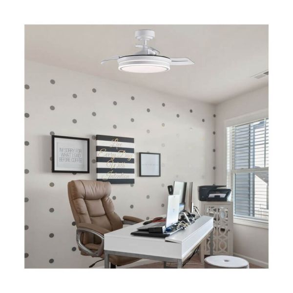 Ventilateur de Plafond LED à pales repliables MOSS Mini Blanc 46W 5520Lm CCT Dim