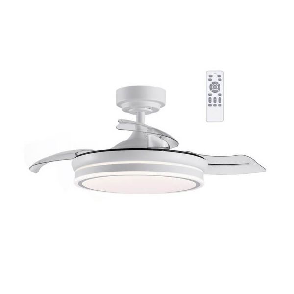 Ventilateur de Plafond LED à pales repliables MOSS Mini Blanc 46W 5520Lm CCT Dim