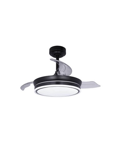 Ventilateur de Plafond LED à pales repliables MOSS Mini Noir 46W 5520Lm CCT Dim