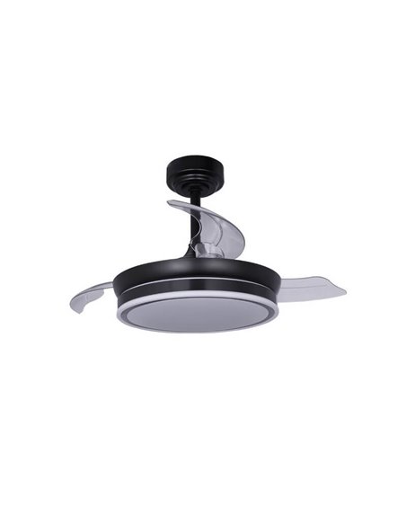 Ventilateur de Plafond LED à pales repliables MOSS Mini Noir 46W 5520Lm CCT Dim