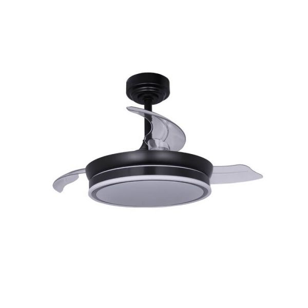 Ventilateur de Plafond LED à pales repliables MOSS Mini Noir 46W 5520Lm CCT Dim