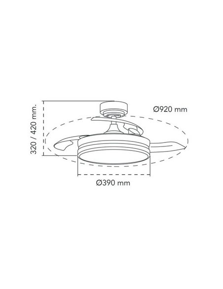 Ventilateur de Plafond LED à pales repliables MOSS Mini Noir 46W 5520Lm CCT Dim