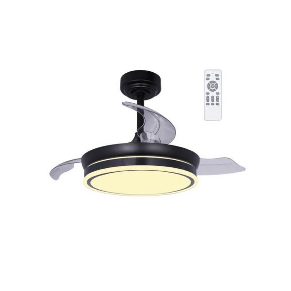 Ventilador de Teto LED com lâminas dobráveis MOSS Mini Preto 46W 5520Lm CCT Dim