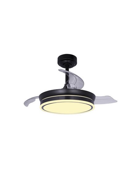 Ventilador de Teto LED com lâminas dobráveis MOSS Mini Preto 46W 5520Lm CCT Dim