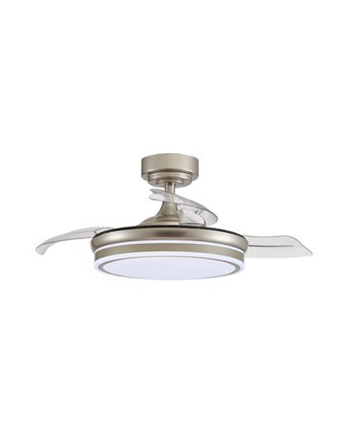 Ventilateur de Plafond LED à pales repliables MOSS Mini Nickel 46W 5520Lm CCT Dim
