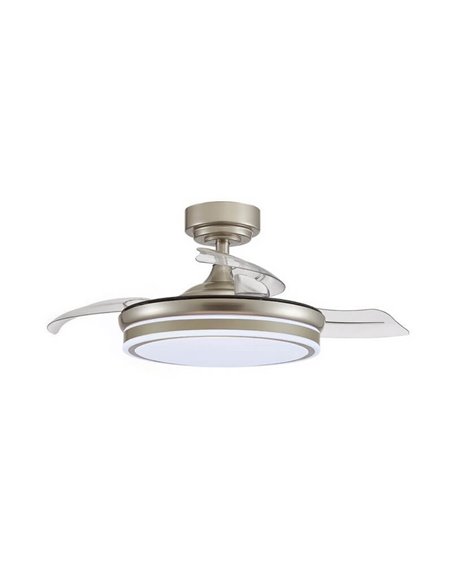 Ventilateur de Plafond LED à pales repliables MOSS Mini Nickel 46W 5520Lm CCT Dim