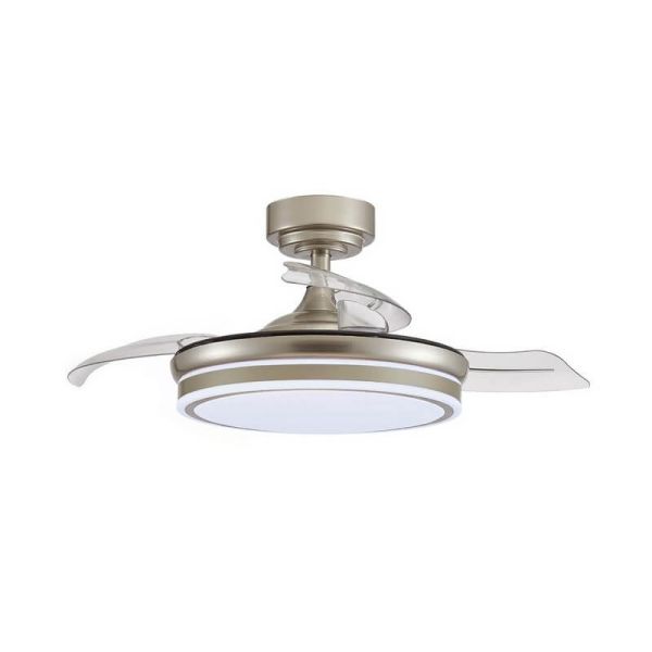 Ventilateur de Plafond LED à pales repliables MOSS Mini Nickel 46W 5520Lm CCT Dim