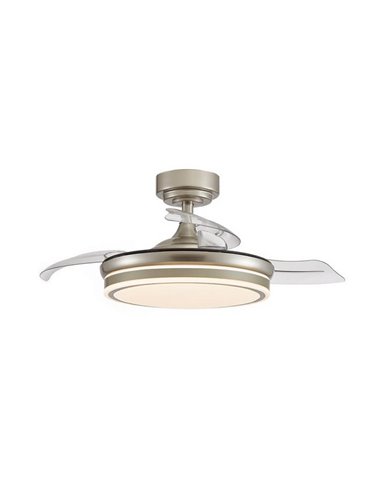 Ventilador de Techo LED aspas plegables MOSS Mini Níquel 46W 5520Lm CCT Dim