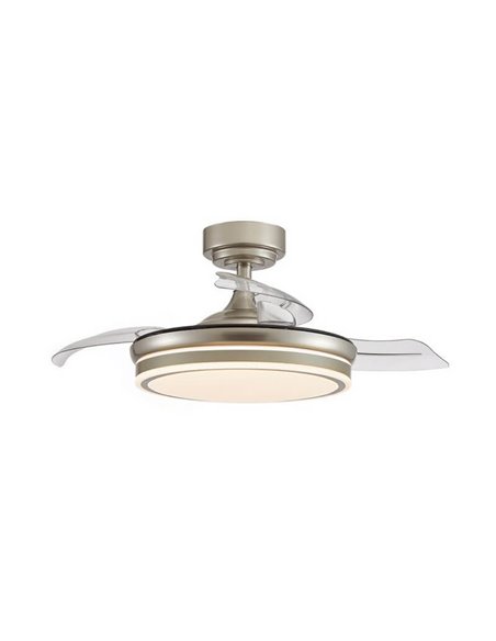 Ventilateur de Plafond LED à pales repliables MOSS Mini Nickel 46W 5520Lm CCT Dim