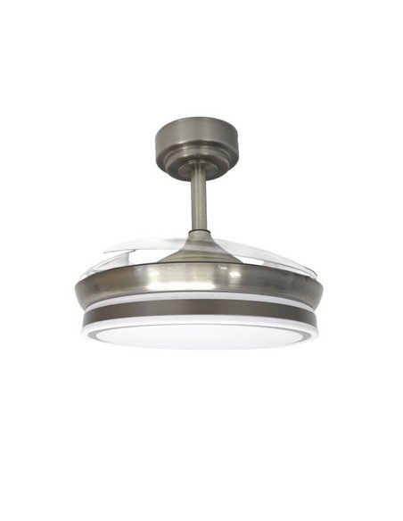 Ventilateur de Plafond LED à pales repliables MOSS Mini Nickel 46W 5520Lm CCT Dim
