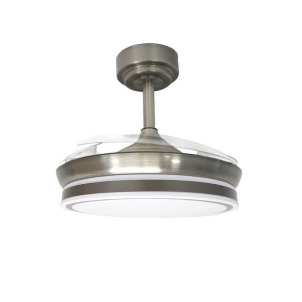Ventilateur de Plafond LED à pales repliables MOSS Mini Nickel 46W 5520Lm CCT Dim