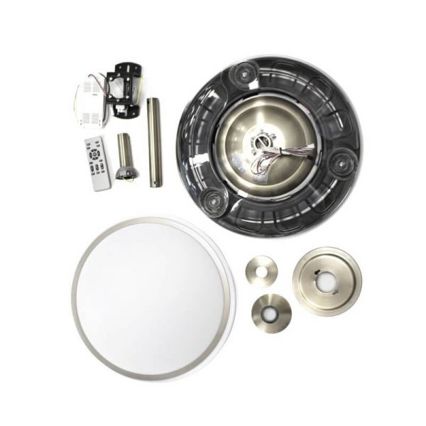 Ventilador de teto LED com lâminas dobráveis MOSS Mini Níquel 46W 5520Lm CCT Dim