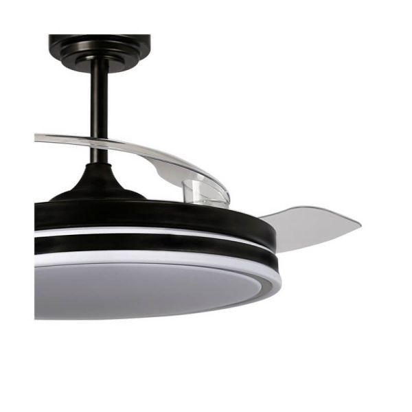 Ventilador de Teto LED com lâminas dobráveis MOSS Preto 72W 7920Lm CCT Dim