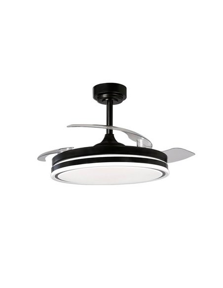 Ventilateur de Plafond LED à pales repliables MOSS Noir 72W 7920Lm CCT Dim