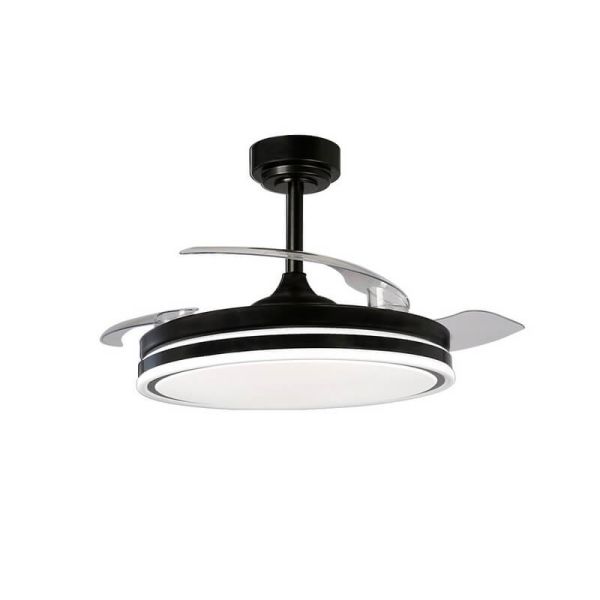 Ventilateur de Plafond LED à pales repliables MOSS Noir 72W 7920Lm CCT Dim