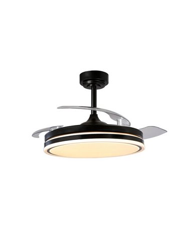 Ventilateur de Plafond LED à pales repliables MOSS Noir 72W 7920Lm CCT Dim