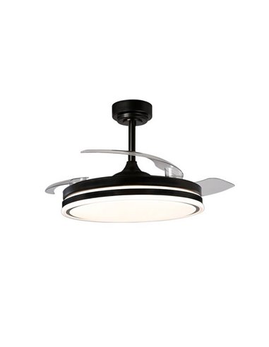Ventilador de Teto LED com lâminas dobráveis MOSS Preto 72W 7920Lm CCT Dim