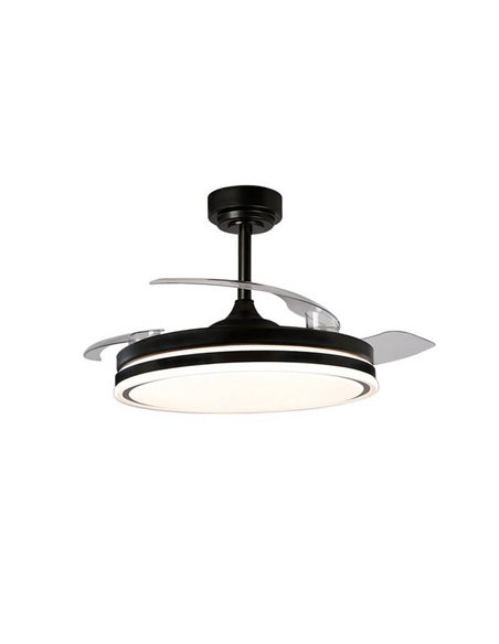 Ventilateur de Plafond LED à pales repliables MOSS Noir 72W 7920Lm CCT Dim
