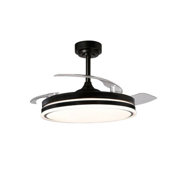 Ventilateur de Plafond LED à pales repliables MOSS Noir 72W 7920Lm CCT Dim