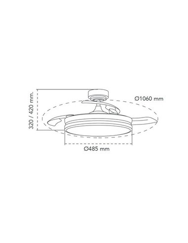 Ventilador de Techo LED aspas plegables MOSS Negro 72W 7920Lm CCT Dim
