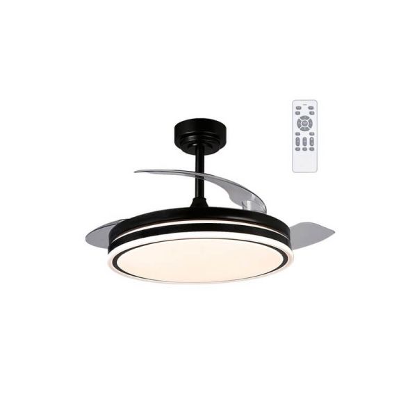 Ventilador de Techo LED aspas plegables MOSS Negro 72W 7920Lm CCT Dim