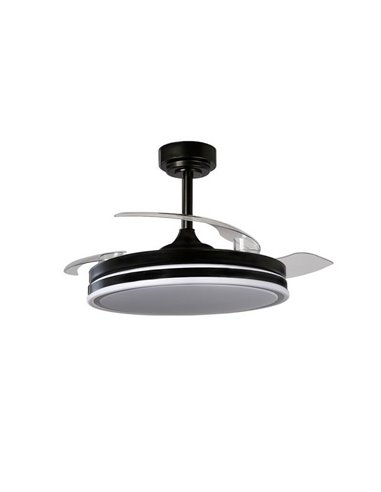 Ventilador de Techo LED aspas plegables MOSS Negro 72W 7920Lm CCT Dim