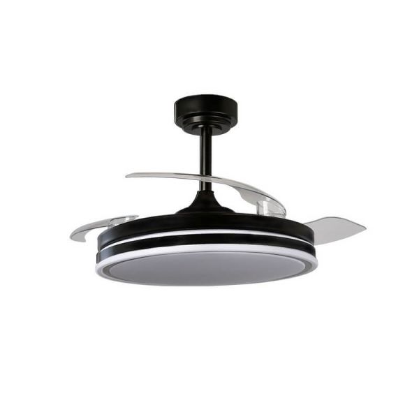 Ventilador de Teto LED com lâminas dobráveis MOSS Preto 72W 7920Lm CCT Dim