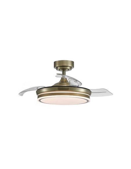 Ventilador de Teto LED com lâminas dobráveis MOSS Níquel 72W 7920Lm CCT Dim