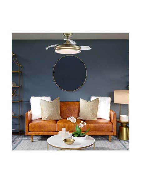 Ventilador de Teto LED com lâminas dobráveis MOSS Níquel 72W 7920Lm CCT Dim