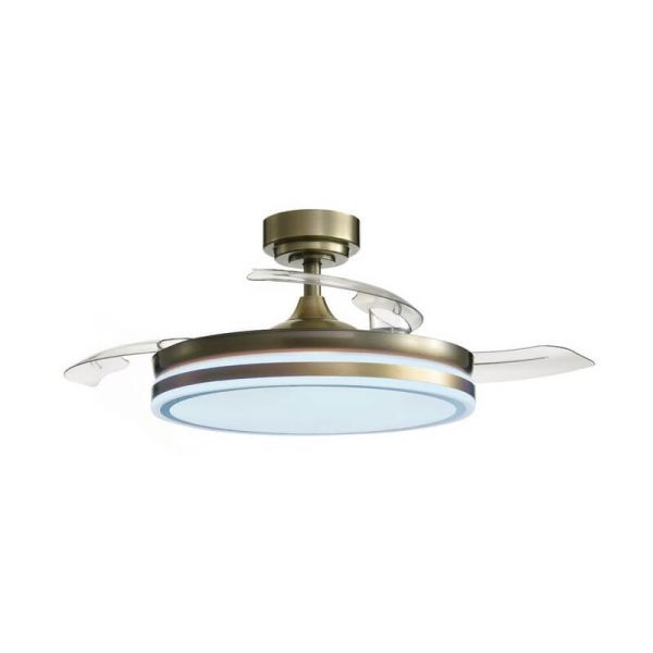 Ventilateur de Plafond LED à pales repliables MOSS Nickel 72W 7920Lm CCT Dim