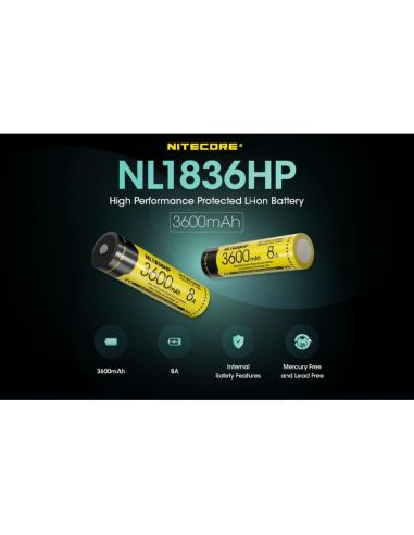 Bateria recarregável Nitecore NL1836HP 3600mAh | LeonLEDs