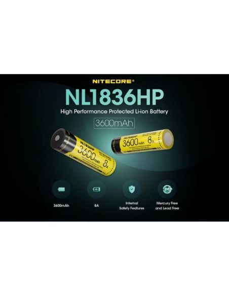 Bateria recarregável Nitecore NL1836HP 3600mAh | LeonLEDs