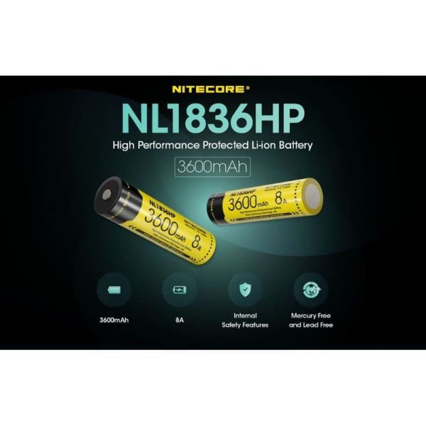Bateria recarregável Nitecore NL1836HP 3600mAh | LeonLEDs