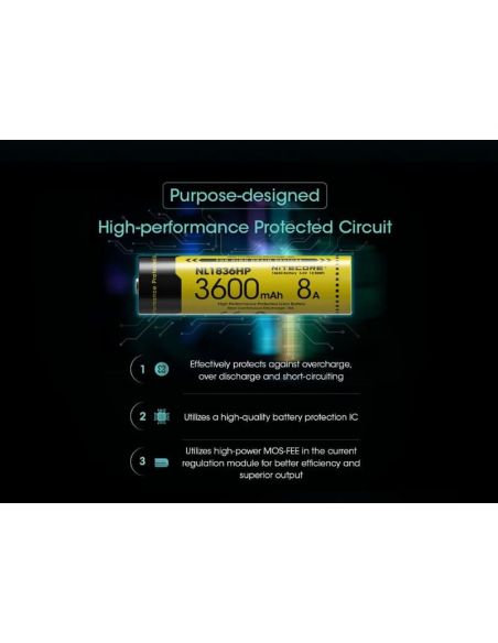 Bateria recarregável Nitecore NL1836HP 3600mAh | LeonLEDs