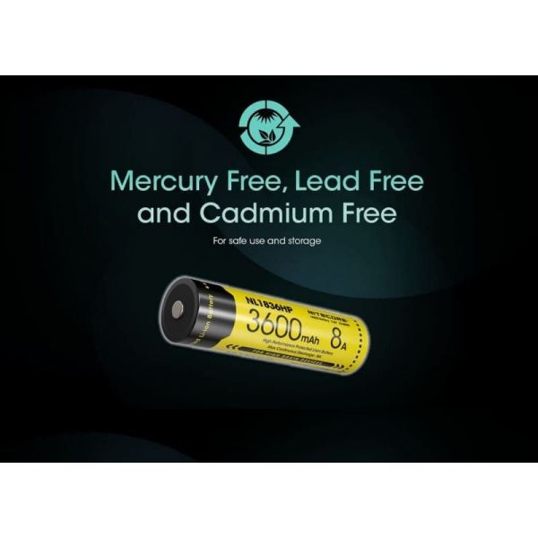 Bateria recarregável Nitecore NL1836HP 3600mAh | LeonLEDs
