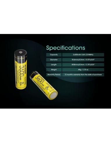 Batería Nitecore NL1836HP 3600mAh Recargable | LeonLEDs