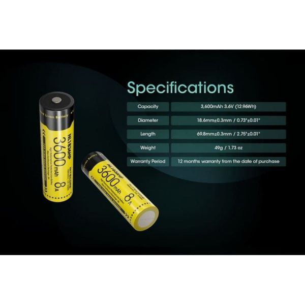 Batería Nitecore NL1836HP 3600mAh Recargable | LeonLEDs