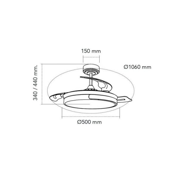 Ventilateur de plafond LED à pales repliables MOVIC 72W 7920Lm CCT