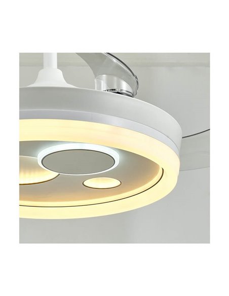 Ventilador LED original NAIRA con aspas plegables y 3 circulos en diámetros diferentes Blanco 50W 6000Lm CCT