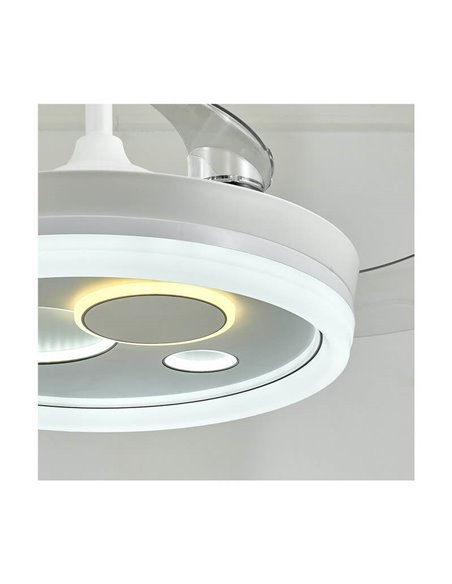 Ventilateur LED NAIRA original avec pales repliables et 3 cercles de différents diamètres Blanc 50W 6000Lm CCT
