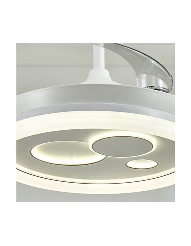 Ventilateur LED NAIRA original avec pales repliables et 3 cercles de différents diamètres Blanc 50W 6000Lm CCT
