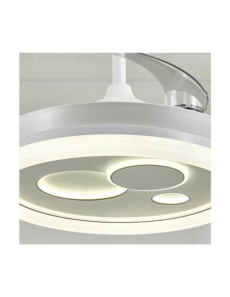 Ventilador LED original NAIRA con aspas plegables y 3 circulos en diámetros diferentes Blanco 50W 6000Lm CCT