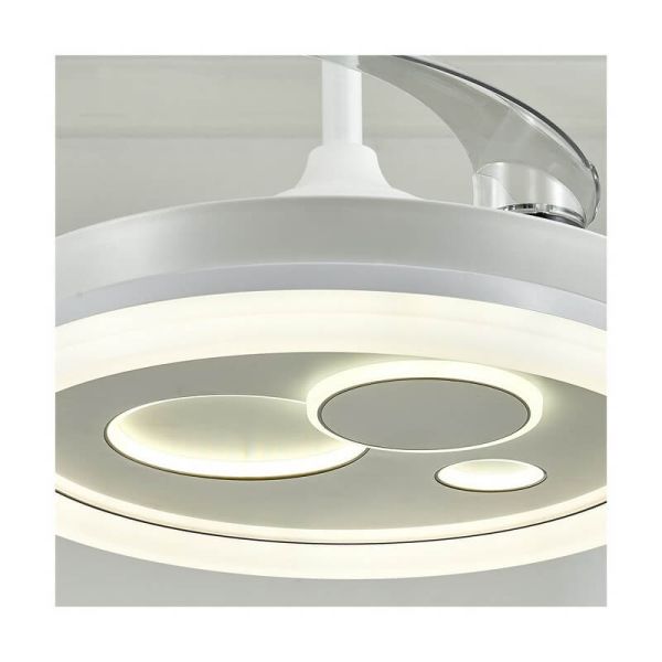 Ventilateur LED NAIRA original avec pales repliables et 3 cercles de différents diamètres Blanc 50W 6000Lm CCT
