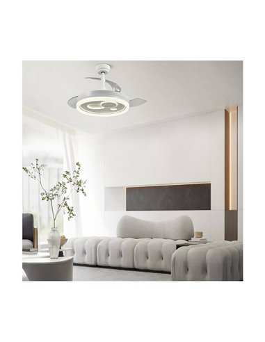 Ventilador LED original NAIRA con aspas plegables y 3 circulos en diámetros diferentes Blanco 50W 6000Lm CCT