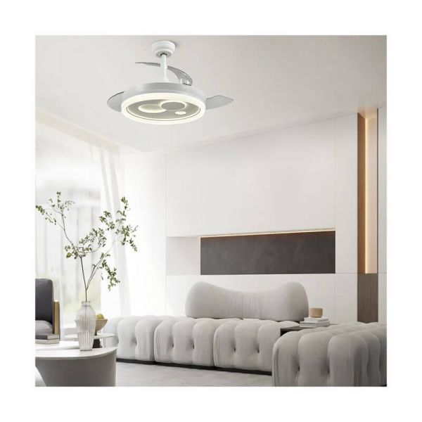 Ventilateur LED NAIRA original avec pales repliables et 3 cercles de différents diamètres Blanc 50W 6000Lm CCT
