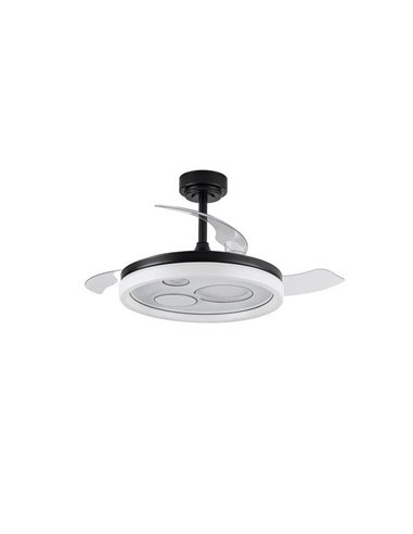Ventilador LED NAIRA original com pás dobráveis pretas e 3 círculos em diferentes diâmetros 50W 6000Lm CCT