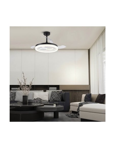 Ventilador LED original NAIRA con aspas plegables negro y 3 circulos en diámetros diferentes 50W 6000Lm CCT