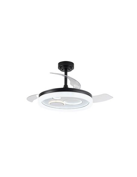 Ventilateur LED NAIRA original avec pales pliantes noires et 3 cercles de différents diamètres 50W 6000Lm CCT