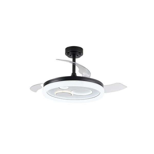 Ventilador LED original NAIRA con aspas plegables negro y 3 circulos en diámetros diferentes 50W 6000Lm CCT